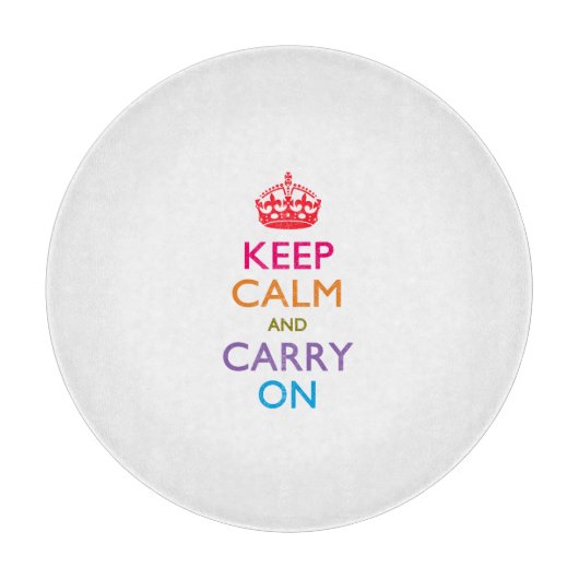 KEEP CALM AND CARRY ON数々の色の カッティングボード (正面)