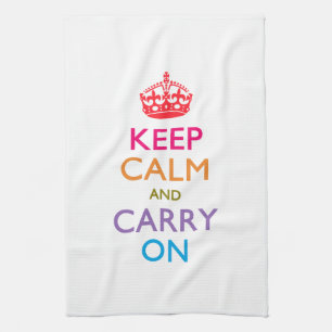 KEEP CALM AND CARRY ON数々の色の キッチンタオル