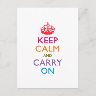 KEEP CALM AND CARRY ON数々の色の ポストカード