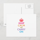 KEEP CALM AND CARRY ON数々の色の ポストカード (正面/裏面)
