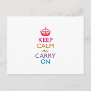 KEEP CALM AND CARRY ON数々の色の ポストカード