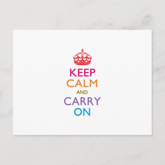 KEEP CALM AND CARRY ON数々の色の ポストカード (正面)