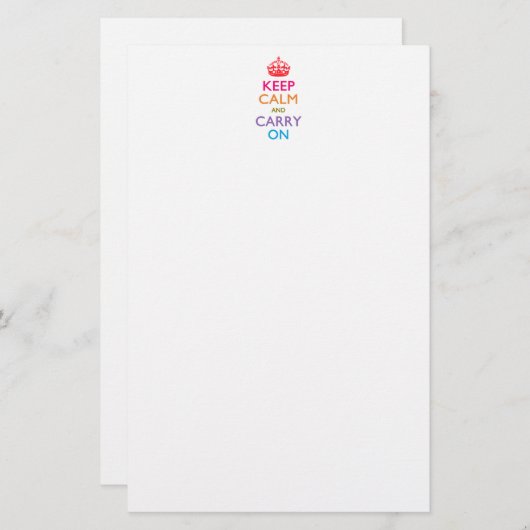 KEEP CALM AND CARRY ON数々の色の 便箋 (正面/裏面)