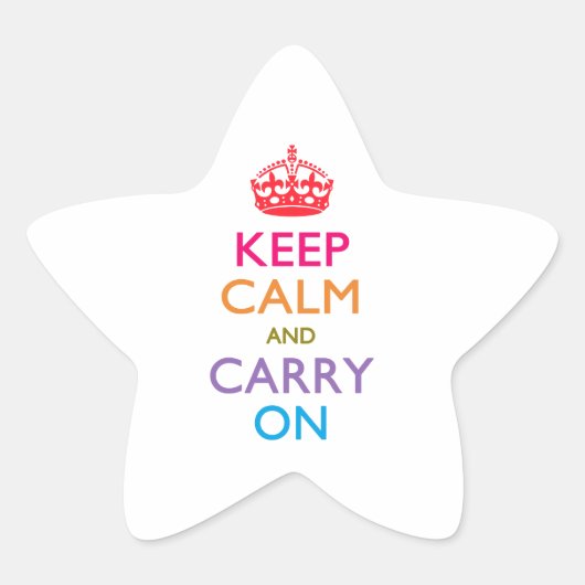 KEEP CALM AND CARRY ON数々の色の 星シール (正面)