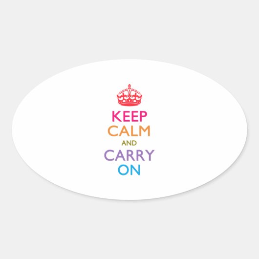 KEEP CALM AND CARRY ON数々の色の 楕円形シール (正面)