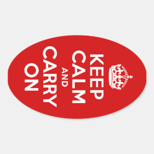 Keep Calm and Carry On楕円シール 楕円形シール