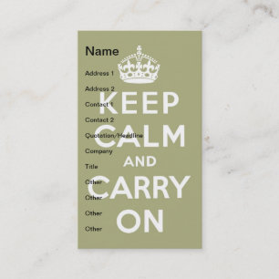 Keep Calm and Carry On淡い色の緑 名刺