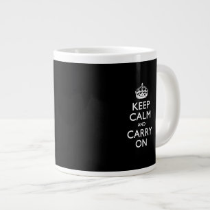 KEEP CALM AND CARRY ON無地のブラック ジャンボコーヒーマグカップ