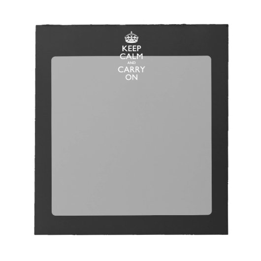KEEP CALM AND CARRY ON無地のブラック ノートパッド (正面)