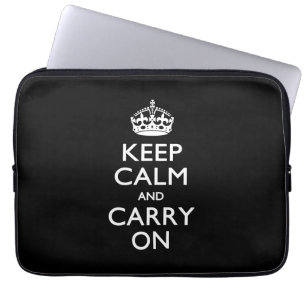 KEEP CALM AND CARRY ON無地のブラック ラップトップスリーブ