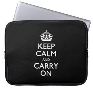 KEEP CALM AND CARRY ON無地のブラック ラップトップスリーブ