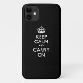 KEEP CALM AND CARRY ON無地のブラック Case-Mate iPhoneケース (裏面)