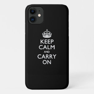 KEEP CALM AND CARRY ON無地のブラック iPhone 11 ケース