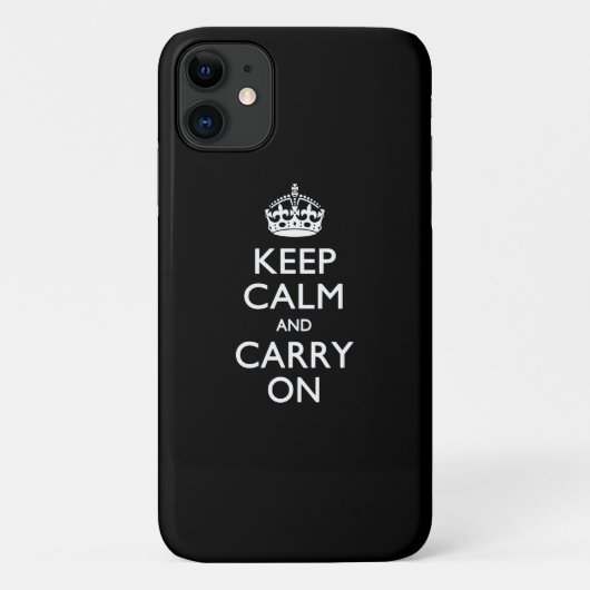 KEEP CALM AND CARRY ON無地のブラック Case-Mate iPhoneケース (裏面)