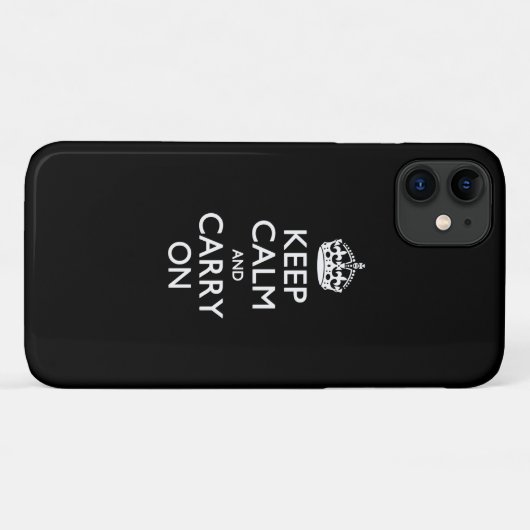 KEEP CALM AND CARRY ON無地のブラック Case-Mate iPhoneケース (裏面(横))