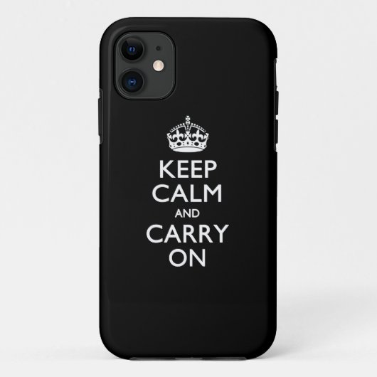 KEEP CALM AND CARRY ON無地のブラック Case-Mate iPhoneケース (裏面)