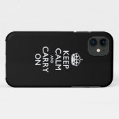 KEEP CALM AND CARRY ON無地のブラック Case-Mate iPhoneケース (裏面(横))