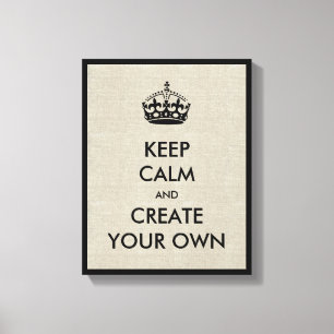 Keep Calm and Carry On独自の 黒 キャンバスプリント