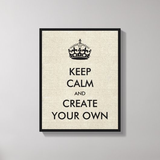 Keep Calm and Carry On独自の |黒 キャンバスプリント (正面)