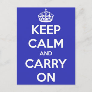Keep Calm and Carry On王室のブルー葉書 ポストカード