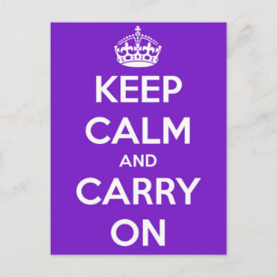 Keep Calm and Carry On紫はがき ポストカード