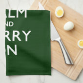 KEEP CALM AND CARRY ON緑 キッチンタオル (四つ折り)