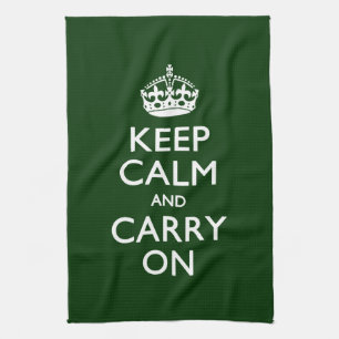 KEEP CALM AND CARRY ON緑 キッチンタオル