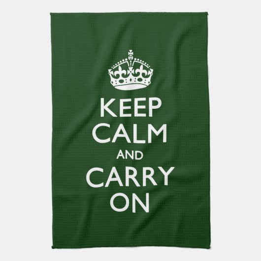 KEEP CALM AND CARRY ON緑 キッチンタオル (縦)