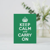 Keep Calm and Carry On緑 ポストカード (スタンド正面)