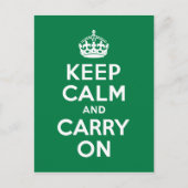 Keep Calm and Carry On緑 ポストカード (正面)