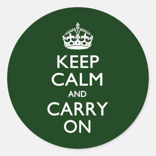 KEEP CALM AND CARRY ON緑 ラウンドシール (正面)