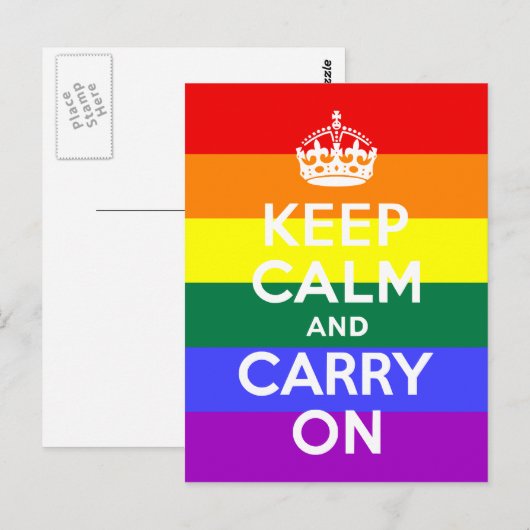 Keep Calm and Carry On虹 ポストカード (正面/裏面)