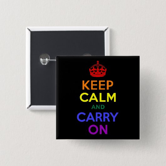 Keep Calm and Carry On虹 缶バッジ (正面&裏面)