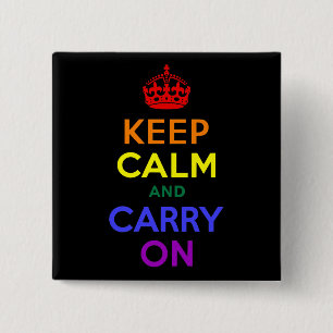 Keep Calm and Carry On虹 缶バッジ