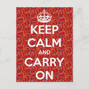 Keep Calm and Carry On赤レトロ絵葉書 ポストカード
