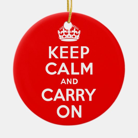 Keep Calm and Carry On赤 セラミックオーナメント (正面)