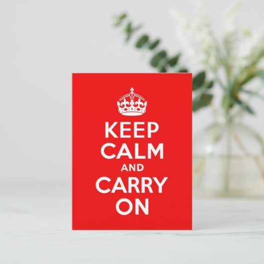 Keep Calm and Carry On赤 ポストカード (スタンド正面)