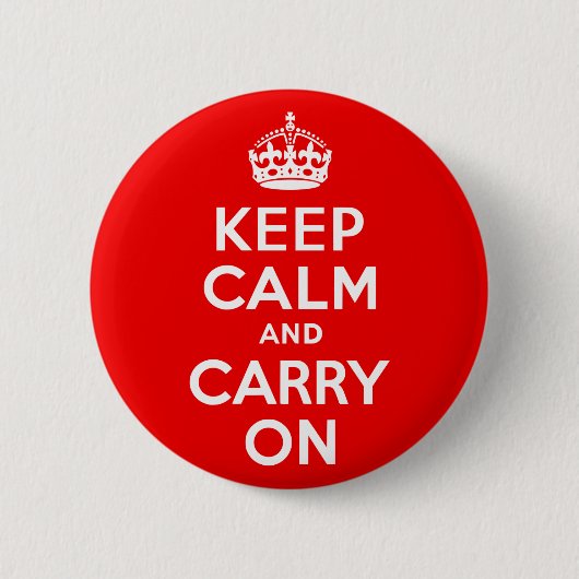 Keep Calm and Carry On赤 缶バッジ (正面)