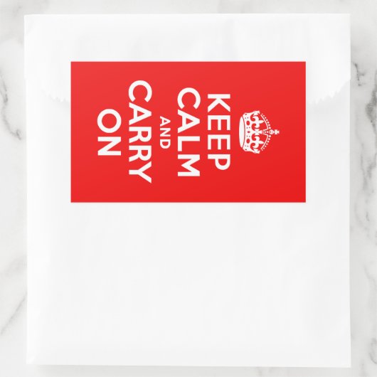 Keep Calm and Carry On赤 長方形シール (バッグ)