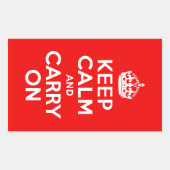 Keep Calm and Carry On赤 長方形シール (正面)