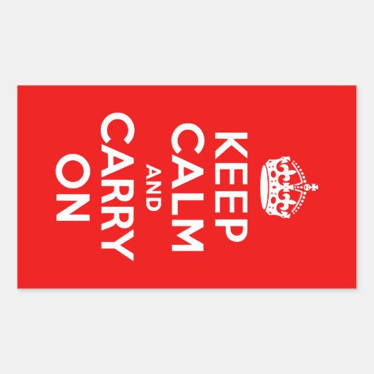Keep Calm and Carry On赤 長方形シール (正面)
