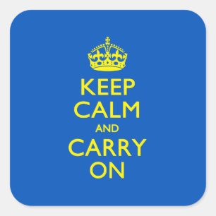 KEEP CALM AND CARRY ON青 スクエアシール
