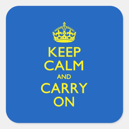 KEEP CALM AND CARRY ON青 スクエアシール (正面)