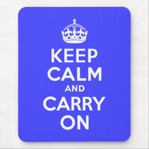 Keep Calm and Carry On青 マウスパッド