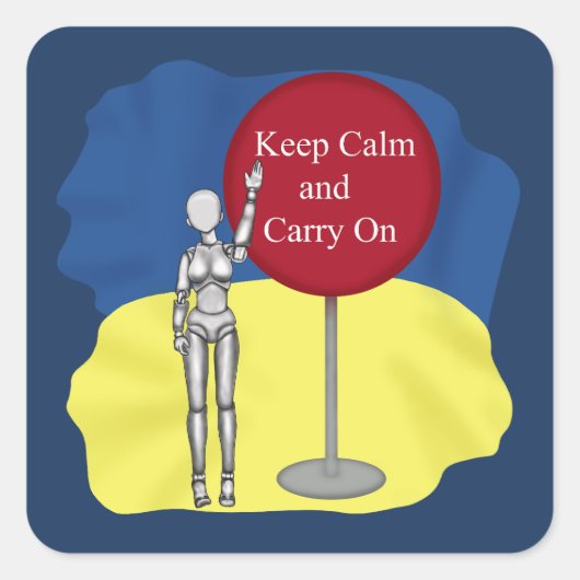 Keep Calm and Carry On。ウクライナ強 スクエアシール (正面)