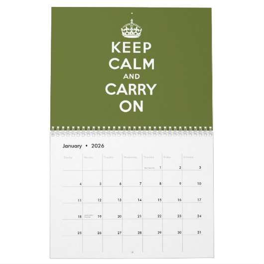 Keep Calm and Carry On カレンダー (1月 2026)