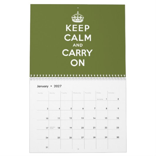 Keep Calm and Carry On カレンダー (1月 2027)