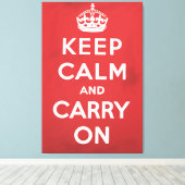 Keep Calm and Carry On カートゥーン キャンバスプリント (インサイチュ (ウッドフロア))