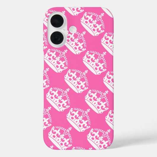 「Keep Calm and Carry On」クラウン ホワイト on ピンク Case-Mate iPhoneケース (裏面)