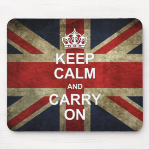 Keep Calm and Carry On -グランジなイギリスの旗 マウスパッド
